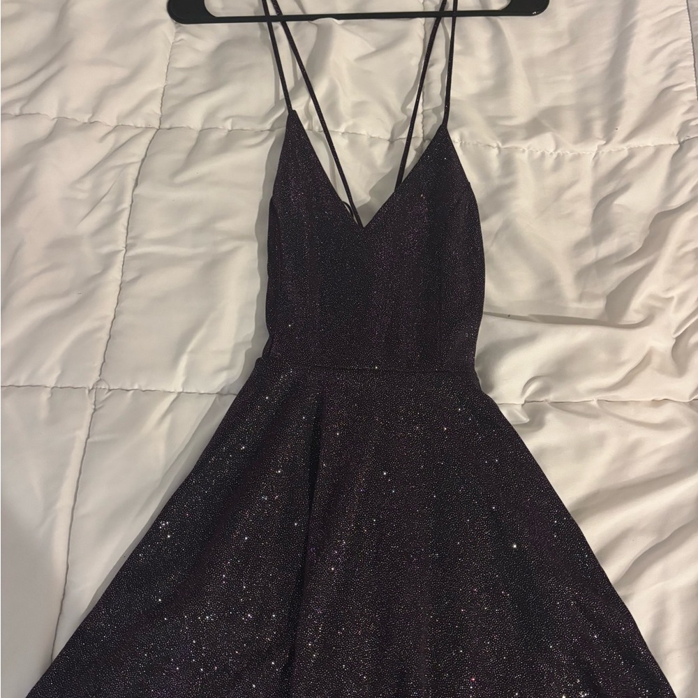 Purple glitter homecoming dress